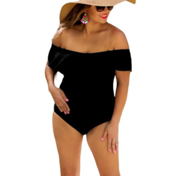 Jess Lea Black Off The Shoulder Lace-Up Swimsuit Size 2X New With Tags - Picture 7 of 10